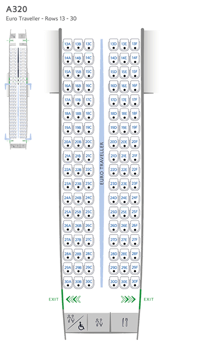 A320 Euro Traveller seat map