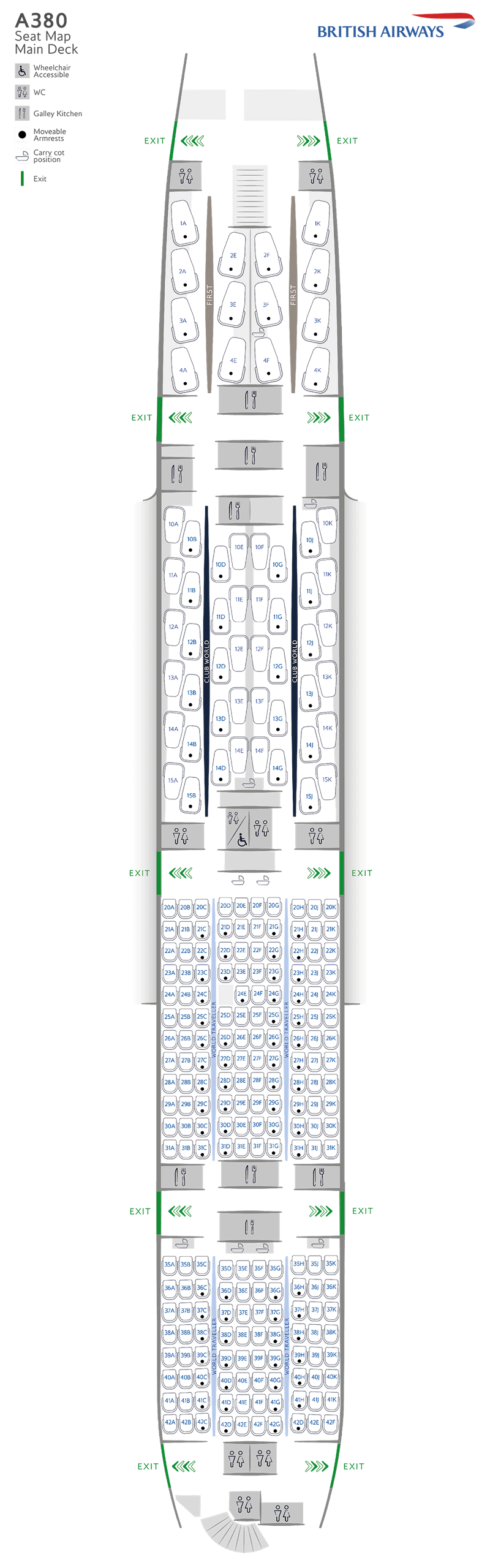A380-800 main deck seatmap