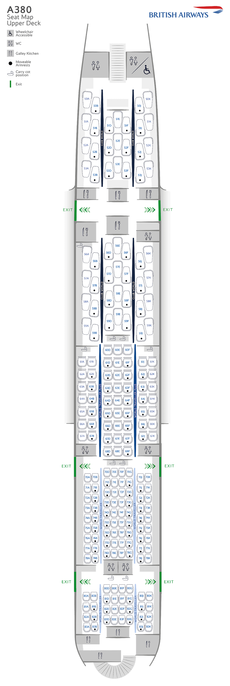 A380-800 upper deck seatmap