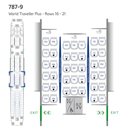 Boeing 787-9 World Traveller plus seat map