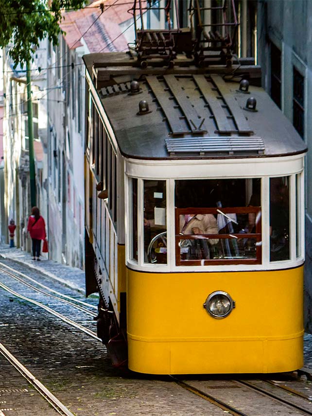 Tram in Lisbon, Portugal.