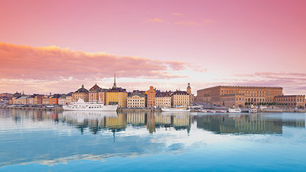 Sweden, Stockholm, View on the Royal Palace and Gamla Stan, old town.