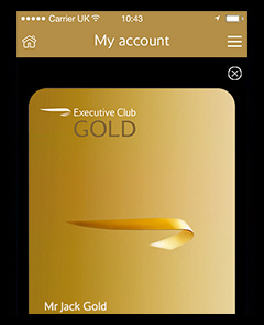 A digital Executive Club membership card.