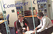 BA colleagues discussing travel facilities for the Commuter Centre.