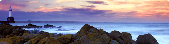 Aberdeen coastline at sunset.