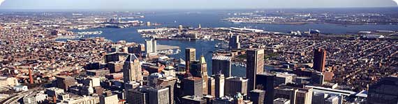 Aerial view of Baltimore.