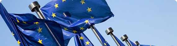 European Union flags.