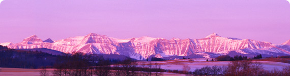 Snow-capped mountains.