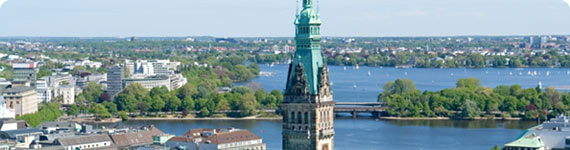 Aerial view of Hamburg.