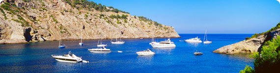 Yachts off the coast of Ibiza.