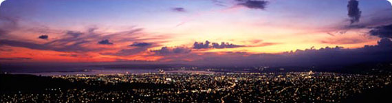 Flight to Kingston at sunset.