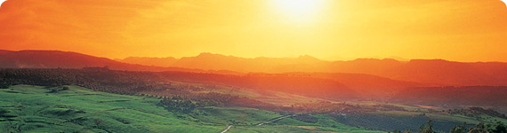 Sunrise over the Malaga landscape.