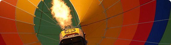 Hot air balloon in flight over Montreal.