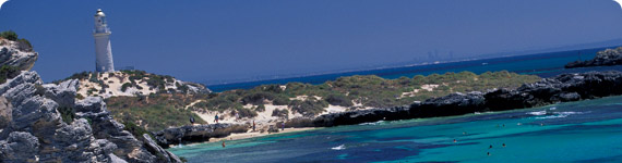 View of coastline and lighthouse.