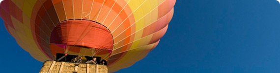 Hot air balloon in flight over Phoenix.