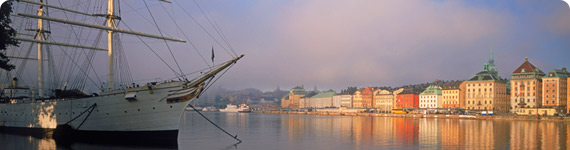Ship and view of Stockholm.
