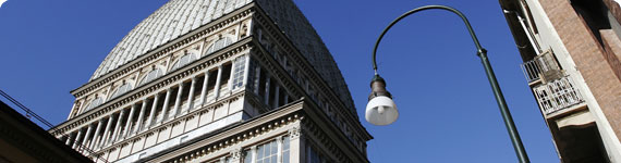 Reflection of panoramic view of Turin.