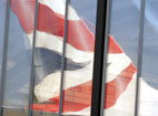 Reflection of a British Airways tail fin.