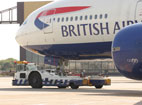 A Boeing 777 taxis to the runway.