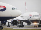 A Boeing 777 taxis to the runway.