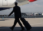 An British Airways passenger at London City airport.