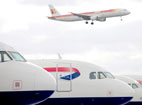 An Iberia aircraft on approach at London Heathrow.
