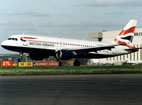 A British Airways Airbus A320 landing.