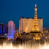 Las Vegas hotels at night.