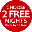 Choose 2 free nights. Book By November 15.