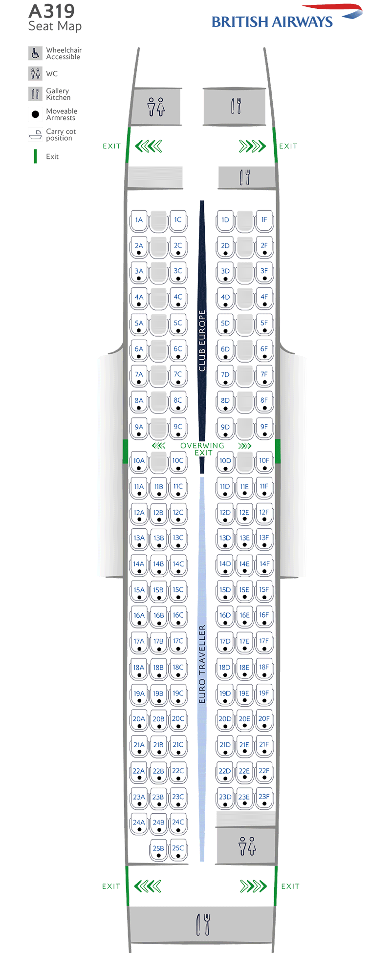 Mapa de asientos del A319-131