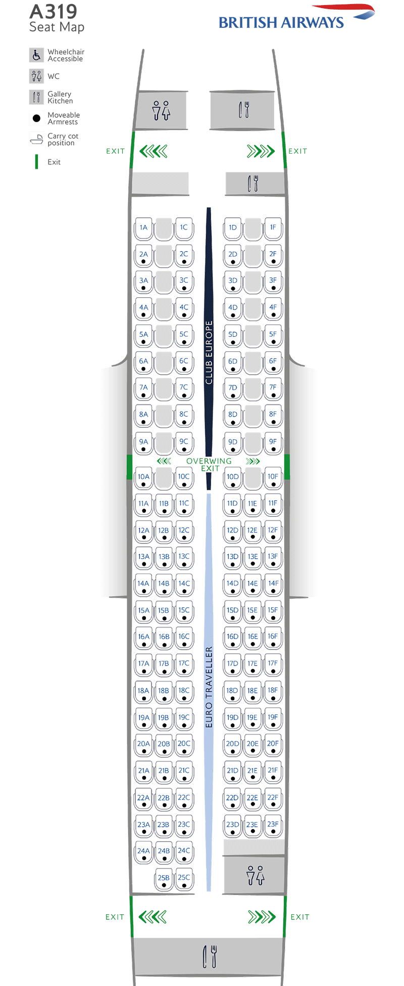 Схема расположения сидений A319-131