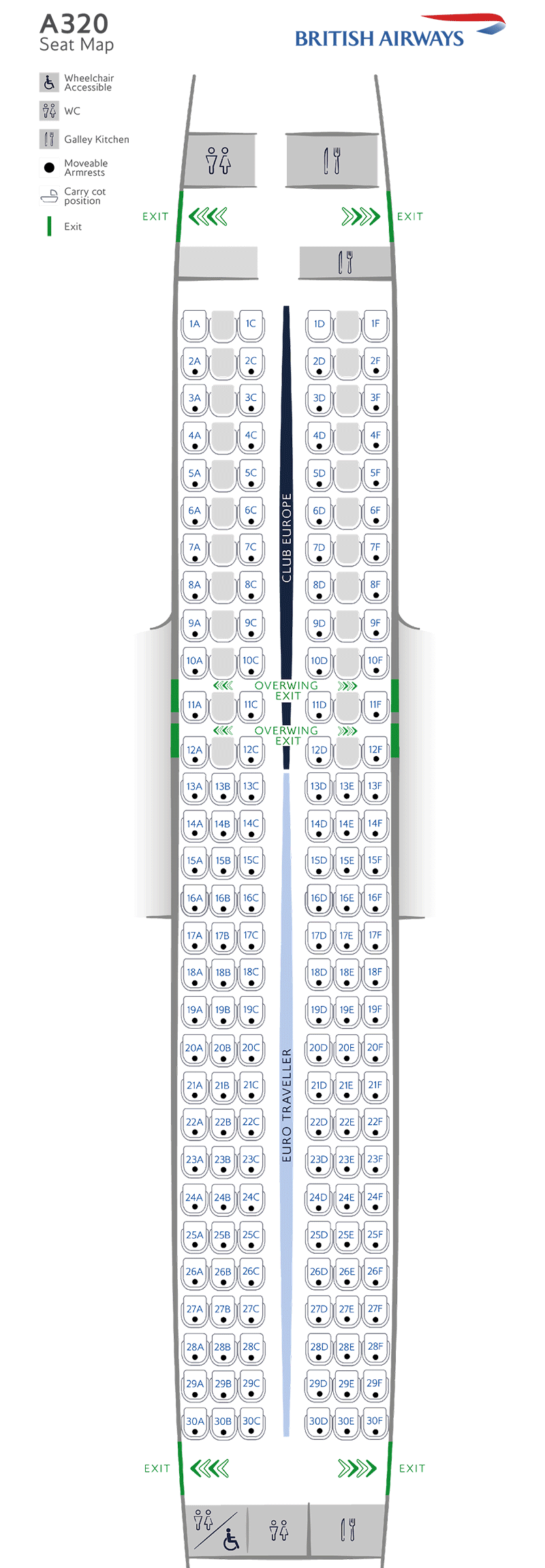 Mapa de asientos del A319-131