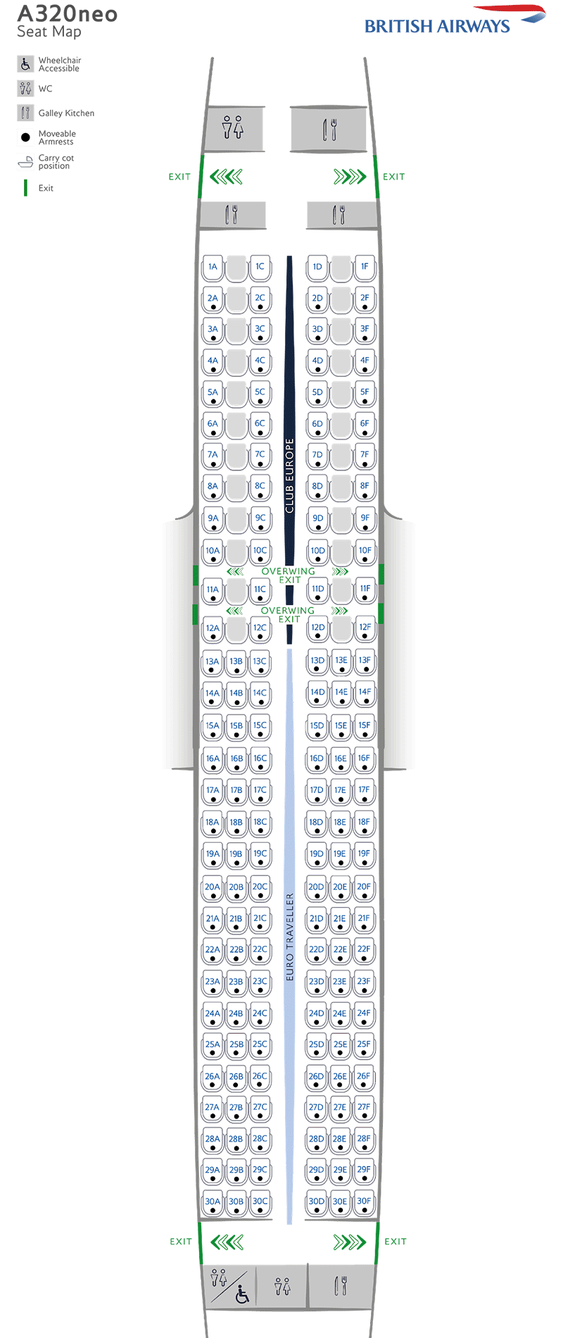 Схема расположения сидений в A320neo