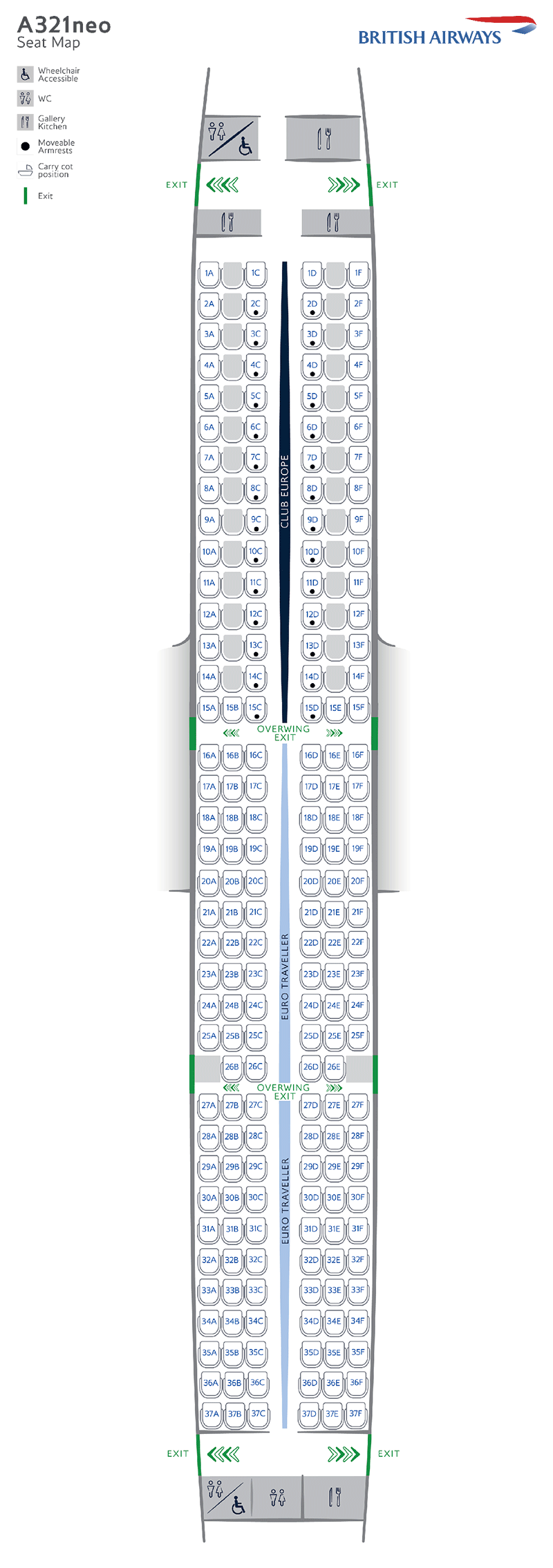 Plan de cabine de l'A321