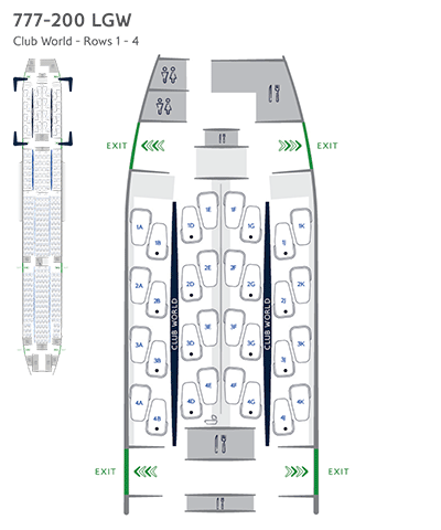 Configurazione dei posti in Club World su Boeing 777-200