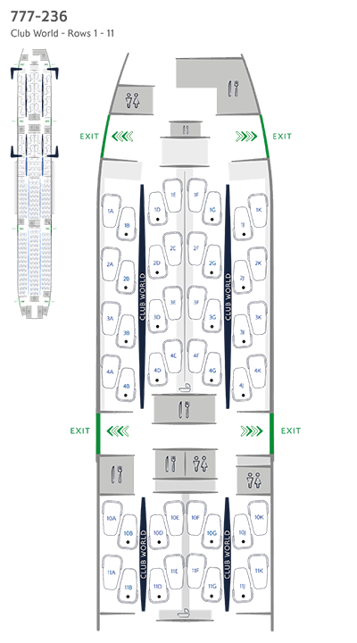 Plan de cabine Club World du Boeing 777-236