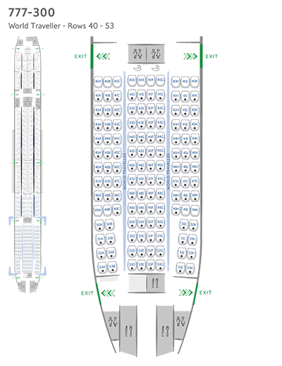 Configurazione dei posti in World Traveller su Boeing 777-300