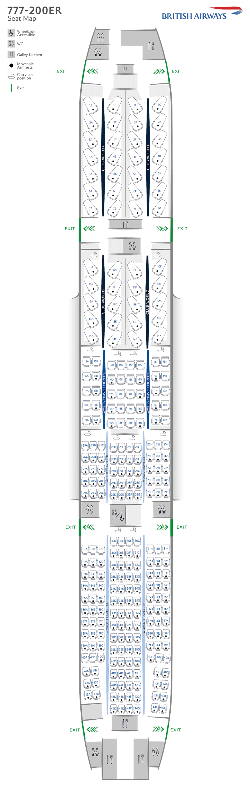 Configurazione dei posti B777-200ER