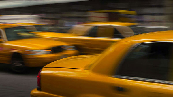 Yellow taxi's in New York City.