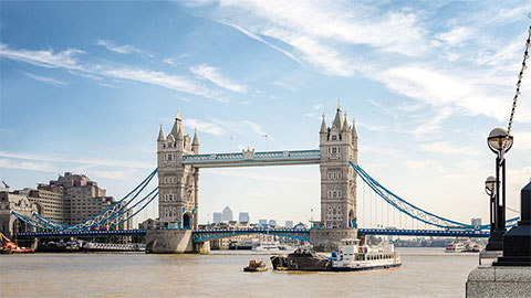 View of Tower Bridge in London, UK.
