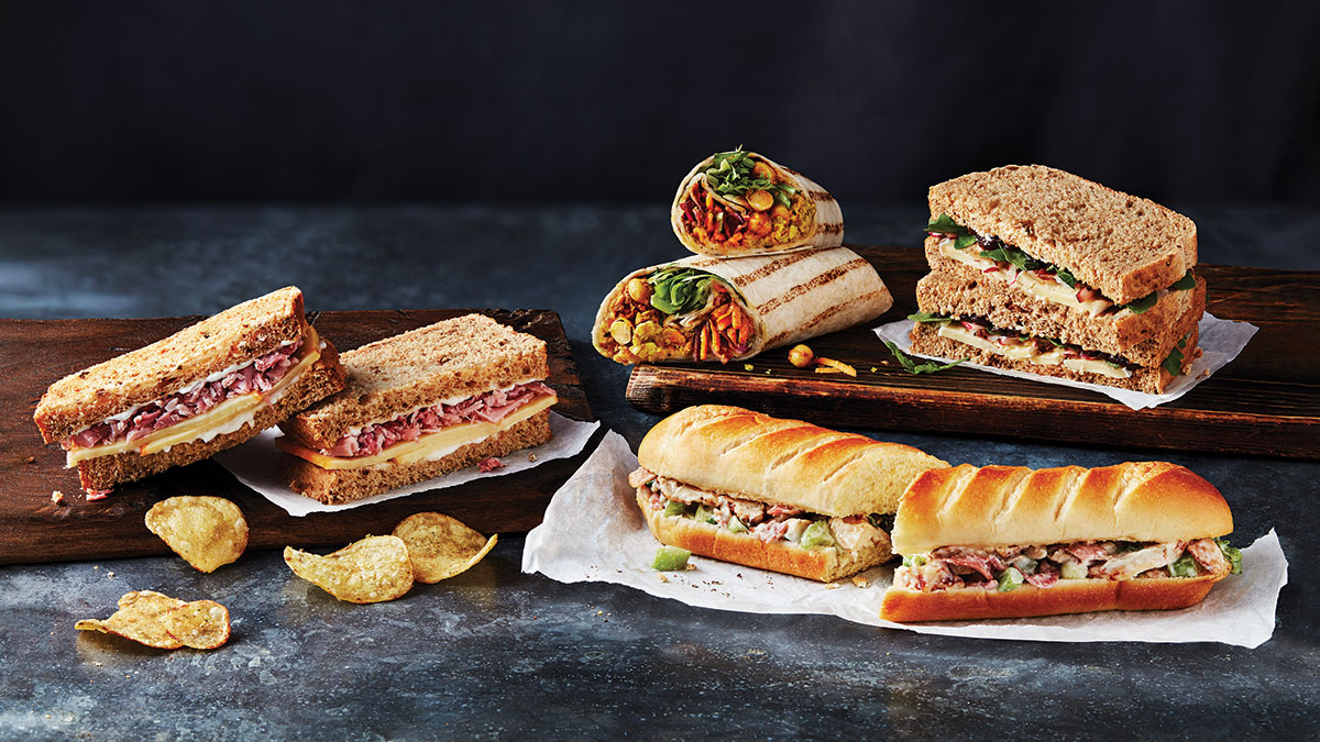 Selection of various sandwiches.