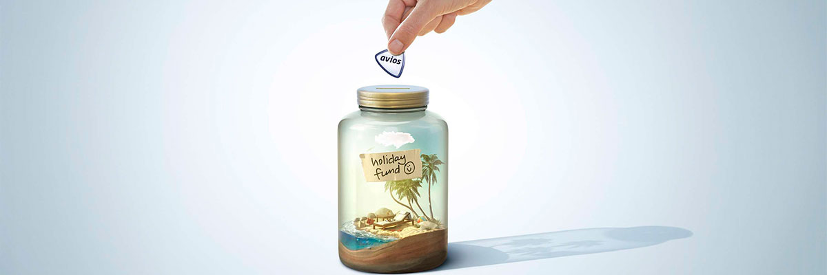 Executive Club Jar with Avios coin and holidays fund.