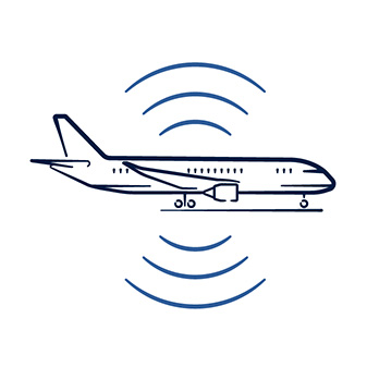 Ein Flugzeug, das beim Start auf einer Landebahn Geräusche und Vibrationen erzeugt.