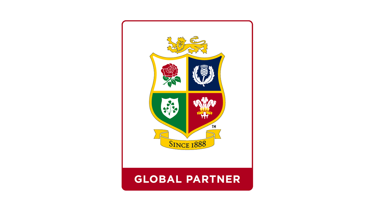 英国和爱尔兰雄狮队官方全球合作伙伴徽标。