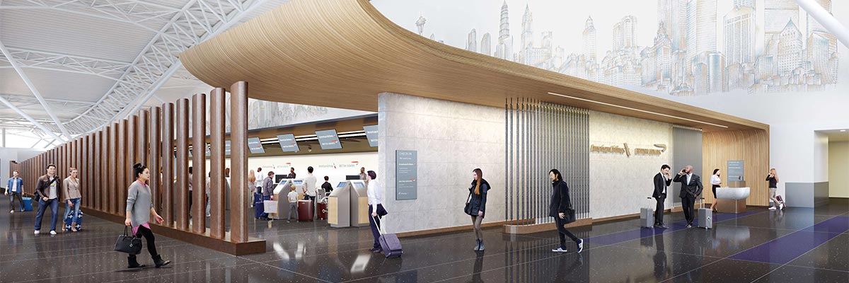 	The new Premium Check-in area at New York, JFK Airport, Terminal 8.