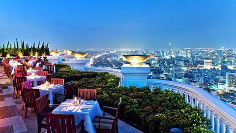 View of Bangkok Skyline from a Sky Bar.
