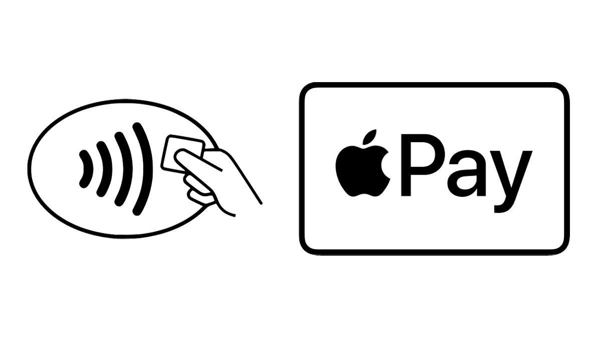 Apple pay mark and contactless symbol.