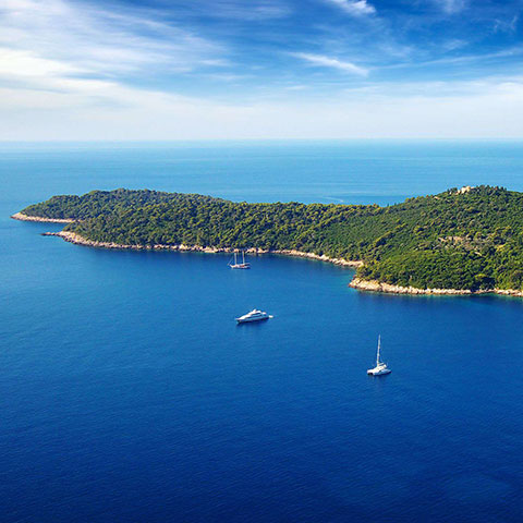 Seascape with cruise yachts Dubrovnik.