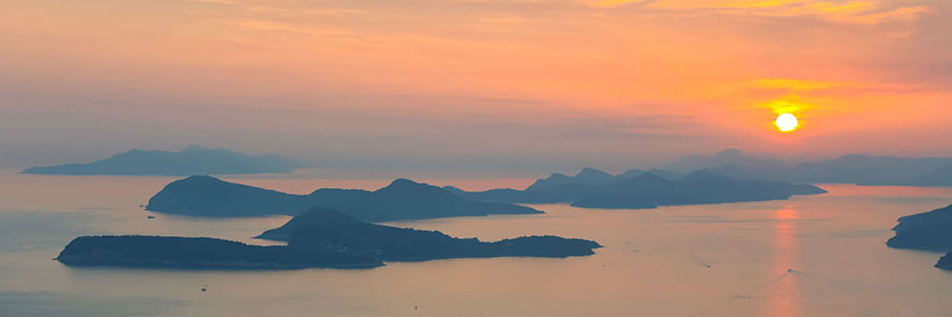 A view of Elafiti islands in the Adriatic sea next to Dubrovnik.
