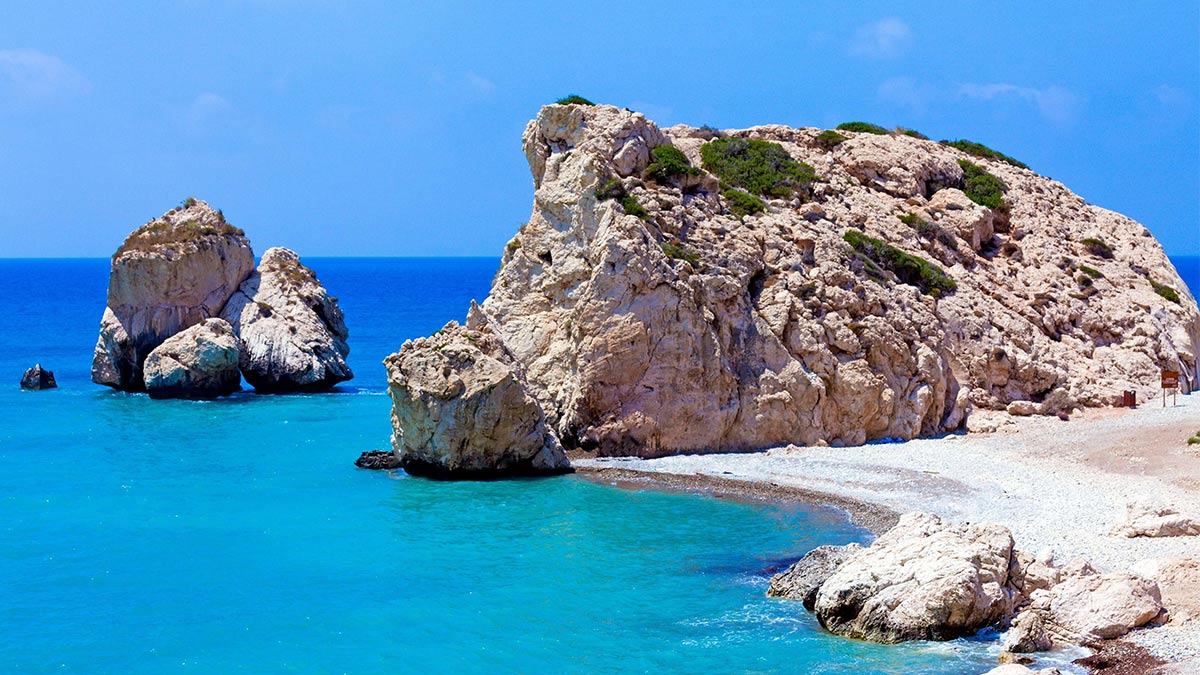 Rocks of Aphrodite, birthplace of Goddess of Love, Paphos, Cyprus.